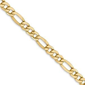 Men's 5.75mm, 14k Yellow Gold, Hollow Figaro Chain Necklace, 26 Inch